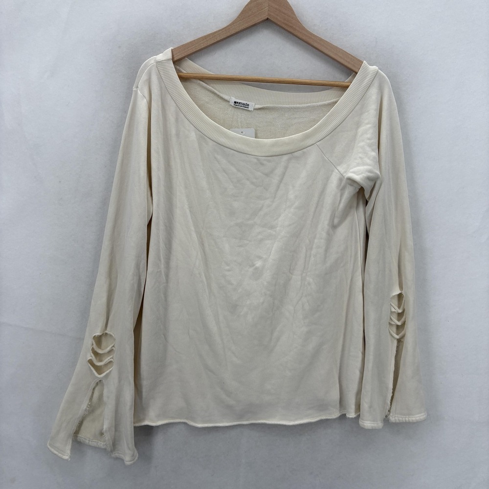Lamade Sweatshirt Womens XL Beige Yvette Slash Boat Neck Flared Sleeve Evereve